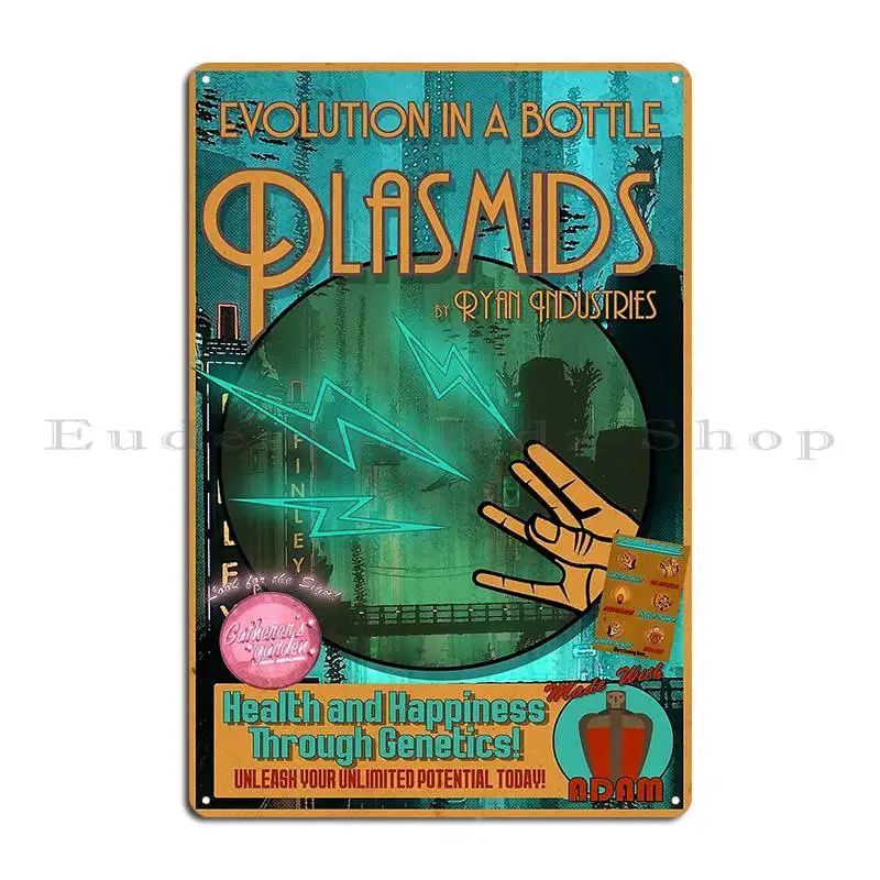 Bioshock Plasmids Advertisement Punchitgraphics Metal Sign Design Pub Club Iron Wall Decor Design Tin Sign Poster