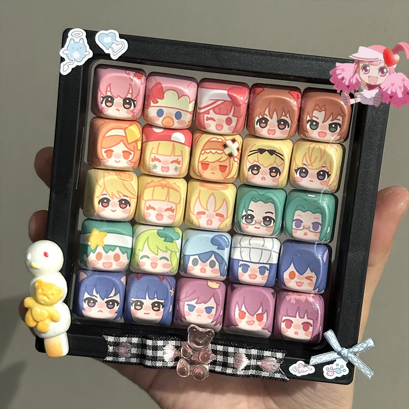

Шуго Чара, милый тематический персонаж, серия с большой головой, колпачки для клавиш Pbt Moa, милые колпачки для клавиш в стиле аниме, 25 шт., механические колпачки для девочек, подарки