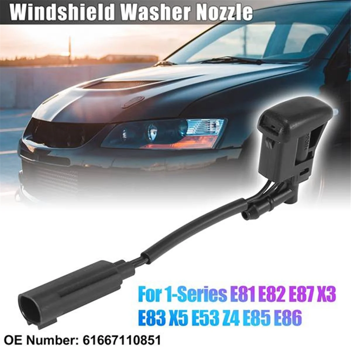 61667110851 New Windshield Heated Washer Sprayer Nozzle Jet for BMW 1 Series E81 E82 E87 X3 E83 X5 E53 Z4 E85