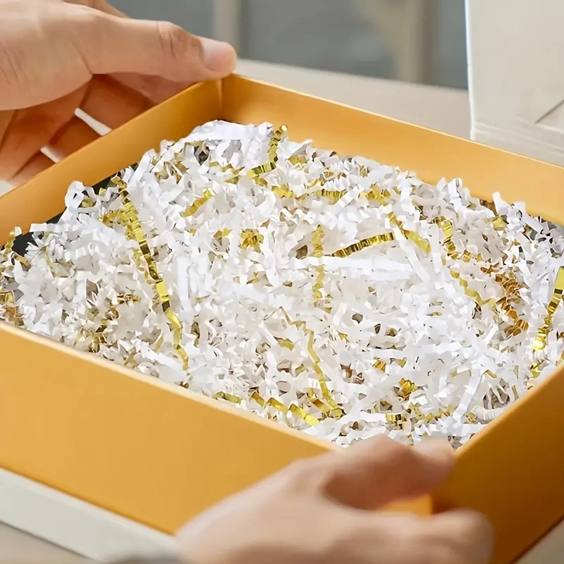 1pc-100g Mixed Golden Crinkle Paper Raffia Wave Filler Paper,Suitable for Birthday Party,Valentine'S Day,Easter,Gift Box Filling