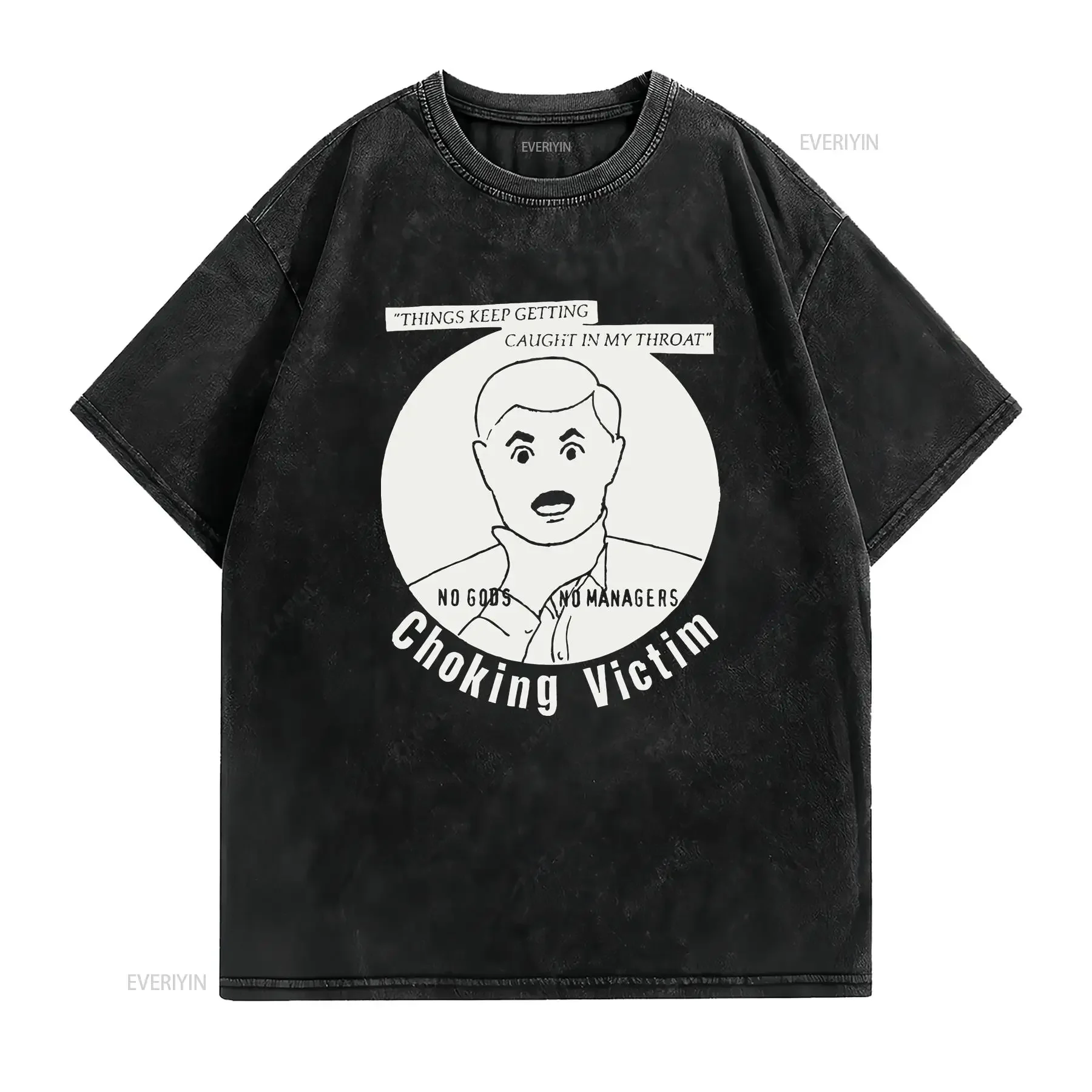 تي شيرت رجالي Choking Victim Cat in my throad تي شيرت متوسط أسود عتيق مغسول للارتداء اليومي ورسومات متعددة الاستخدامات