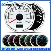 7 Color LED 52mm GPS Speedometer Gauge with Antenna Mileage 30KMH 60KMH 80KMH 120KMH 200KMH Speed Meter for Car Yacht Boat 9-36V