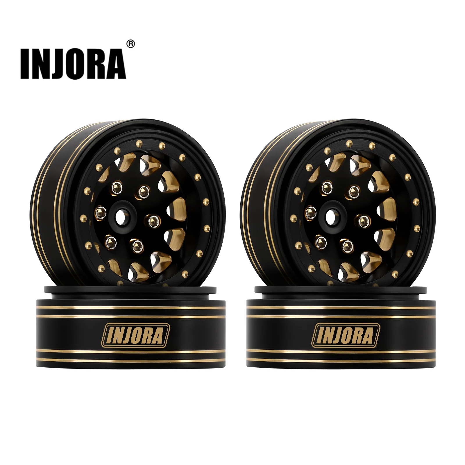 

INJORA 68g 1.3" Brass Beadlock Wheel Rims for 1/24 1/18 RC Crawler Car (W1301)