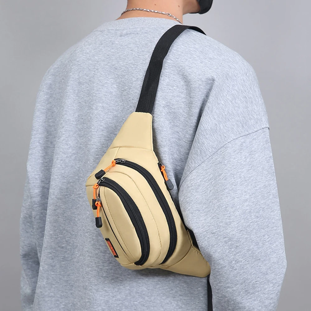 Borsa da petto da uomo in nylon Cintura regolabile di grande capacità Marsupio da esterno Borsa da passeggio sportiva multifunzionale impermeabile per moto