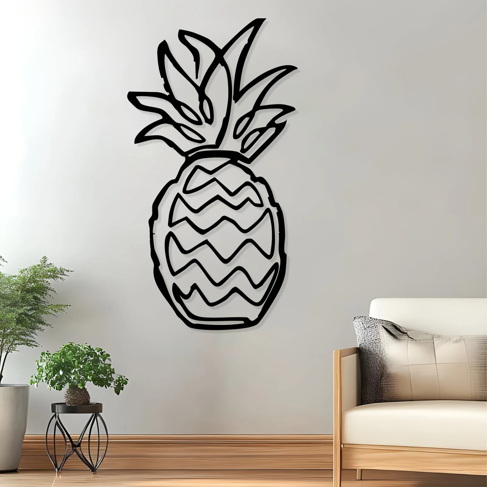 Pineapple Metal Wall Art, Rust-Resistant Iron Statue Mural, Indoor Outdoor Tropical Decor for Kitchen Wall & Patio Fence