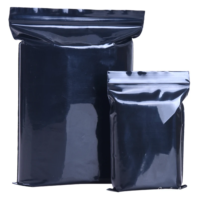 100PCS Black Opaque Color Self Sealing Plastic Bags Lightproof Ziplock Poly Zipper Pouches Zip Lock Storage