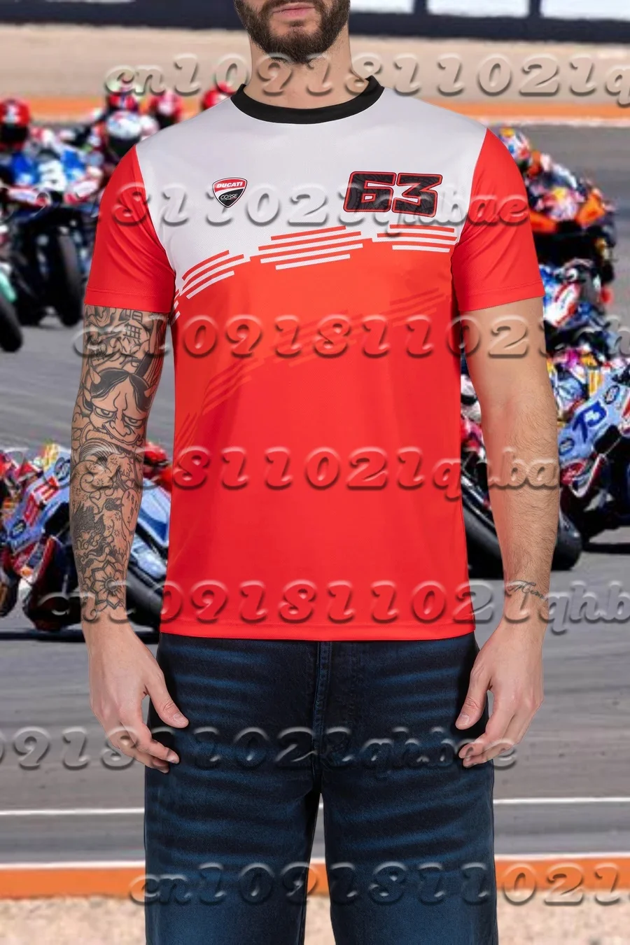 

2025 Men's And Women's Motorcycle Loose Race Short Sleeved Summer Hot Selling Quick Drying 63 Bagnard Printed Short Sleeved