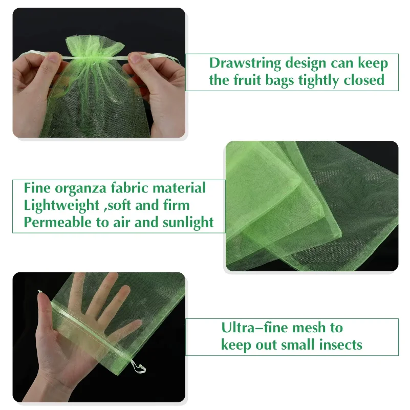 30/50/100pcs Fruit and Vegetable Protection Bags Insect and Bird-Proof Netting Bagging Netting for Strawberry and Grape Orchards