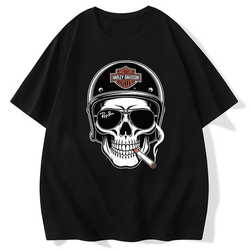 جديد تنوعا الرجال والنساء فاسق الرجل القوي الرجعية قاطرة الجمجمة طباعة قصيرة الأكمام تي شيرت كبير الحجم ملابس للرجال