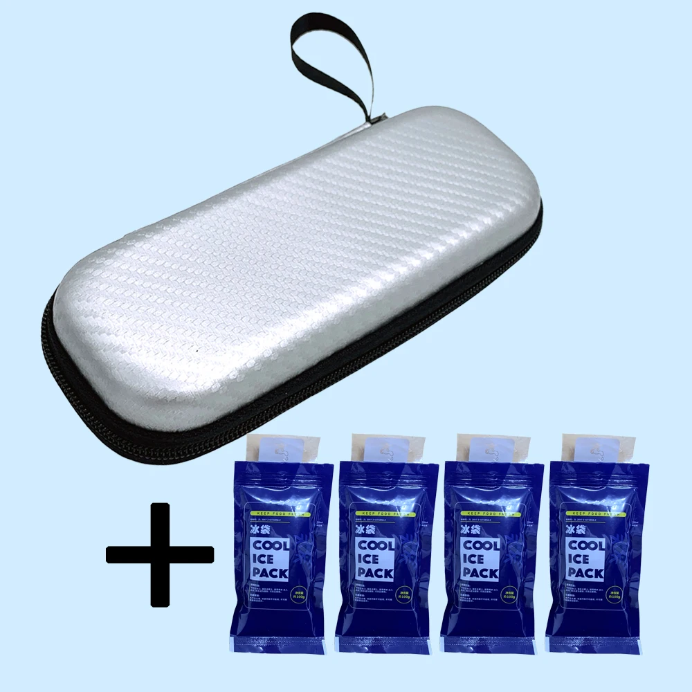 Draagbare insulinekoeltas met 4 ijspak Diabetische zakpilbeschermer PU waterdichte thermisch geïsoleerde medische koeler