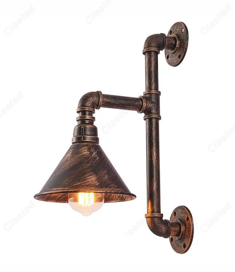

American Retro LED Wrought Iron Water Pipe Wall Lamp Bar Restaurant Aisle Decorative Lighting Lamps