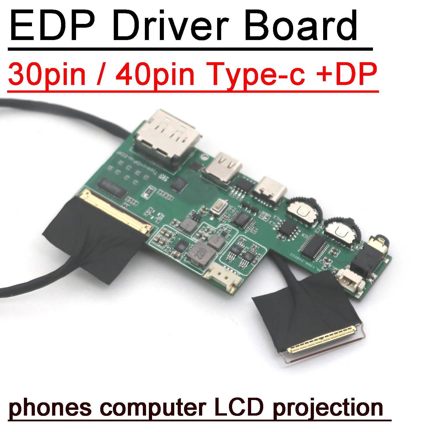 Usb Tipo-c Cabo Coaxial dp para Edp Driver Board Adaptador de Sinal Portátil Tela Lcd Laptop 2k 4k 240hz 60hz 30pin 40pin