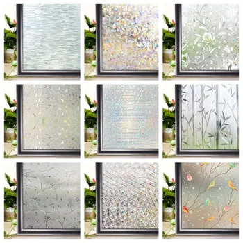 Więcej stylów 3D Rainbow Window Privacy Stained Glass Window Film Anti Look Heat Insulation Window Sticker Vinyl for Glass Windows