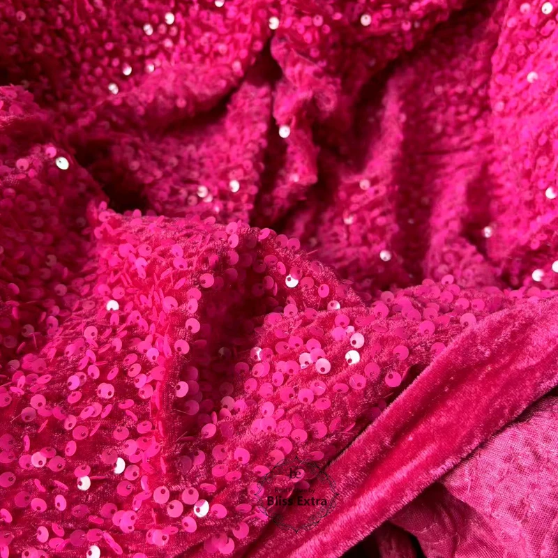 Sequins Stretch Velvet Fabric Width 59\