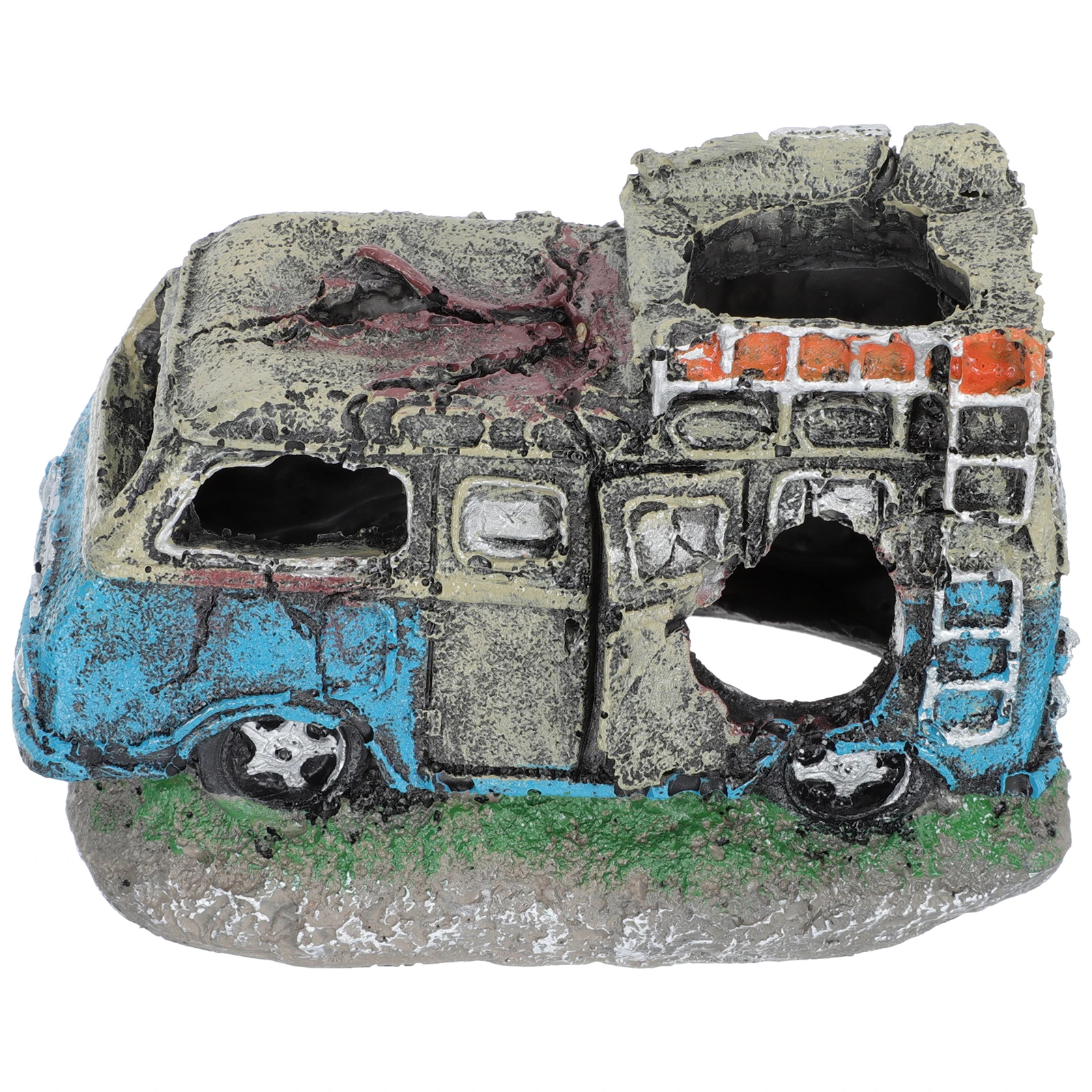 

1pcs Car Wreckage Decor Fish Tank Resin Decor Fish Tank Aquarium Caves Hides Safe Material Minnows Hide Play Pet Supplies