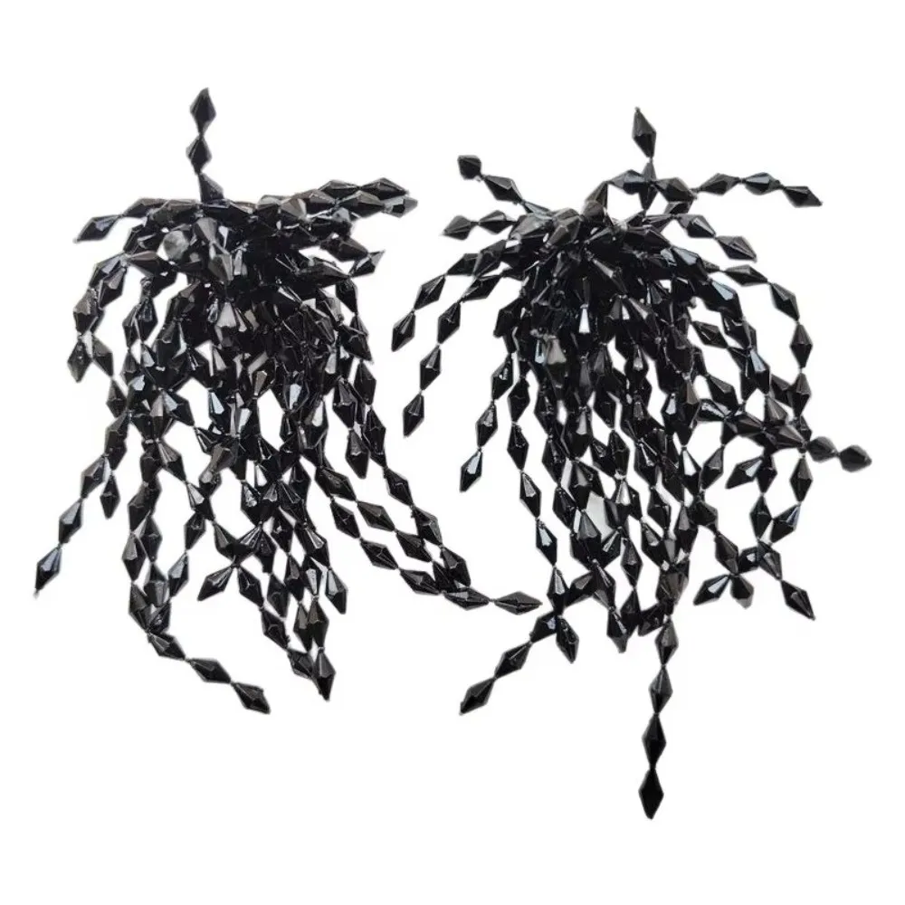 1Pair New Exaggerated Explosion Earrings High End Plastic Ear Jewelry Flower Tassel Earrings Beads Earrings