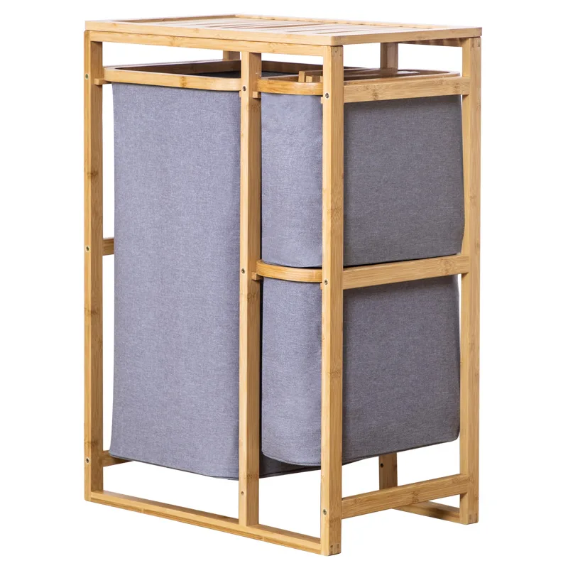 

Household Japanese simple solid wood laundry basket rack, multi-layer storage cabinet, laundry basket, bathroom floor storage
