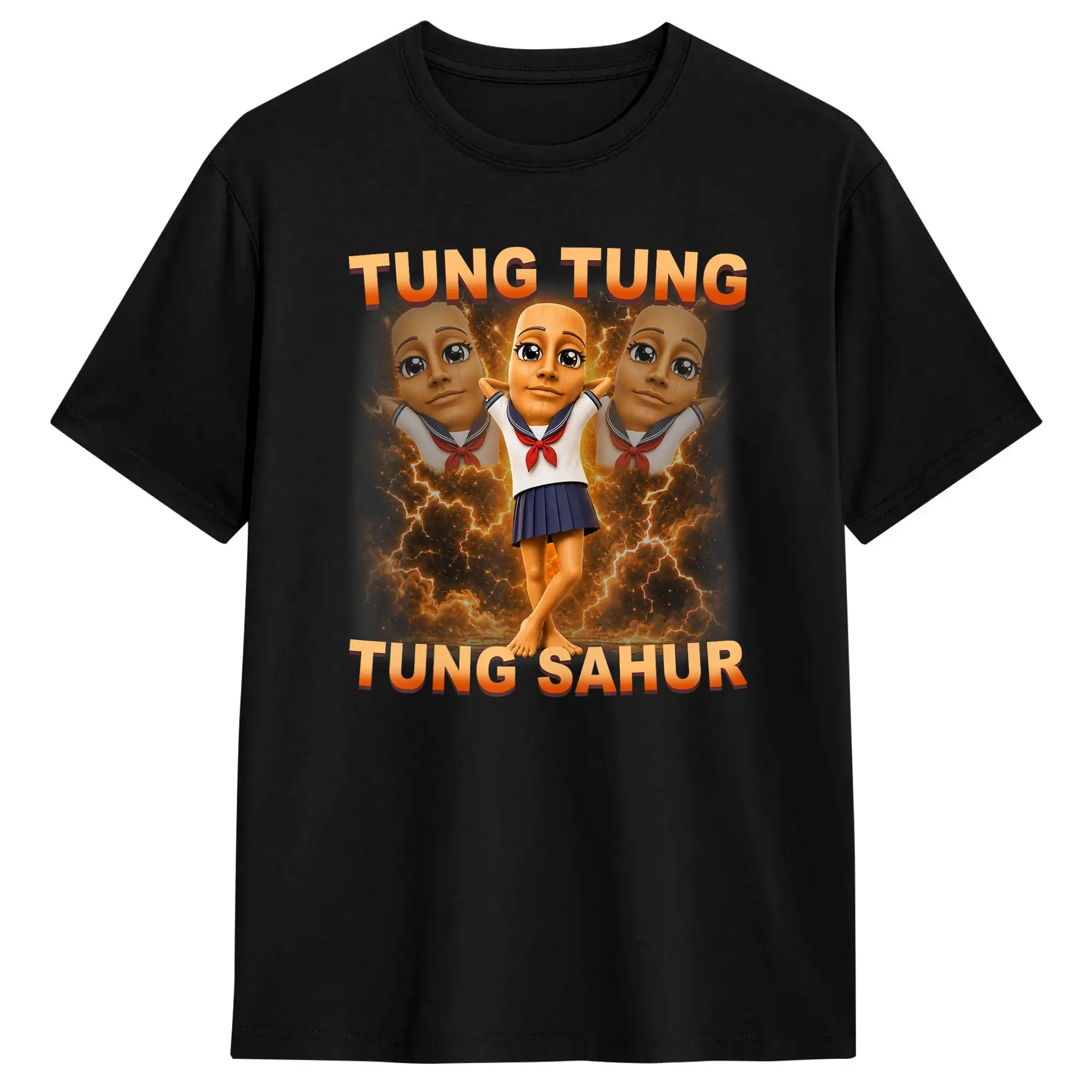 Tung Tung Tung Sahur Chan is Calling Dance Meme T Shirt Man Retro T-Shirts Summer O Neck Hip Hop Tees Hot Sale Plus Size Clothes
