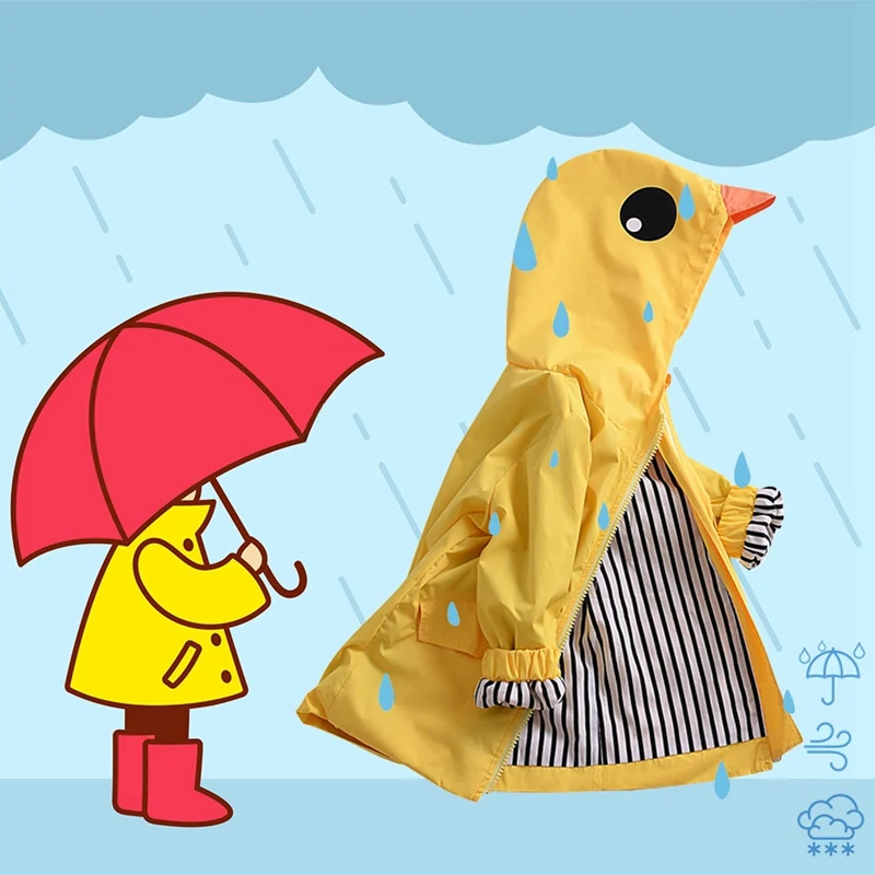 Raincoat Kids Rain Coat Animal Style Children Waterproof Raincoat Rainwear Unisex Cartoon Kids Little Yellow Duck Shape