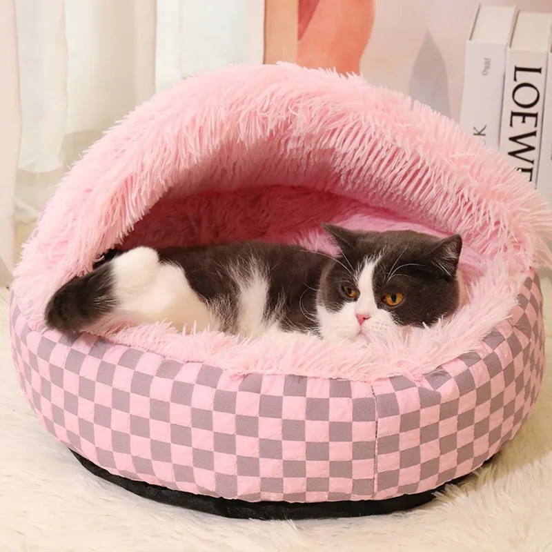 

Winter Plush Warm Pet Nest Cat Puppy Semi-enclosed Comfortable Soft Cat House Sleeping Bed Dog Cave House Pet Supplies