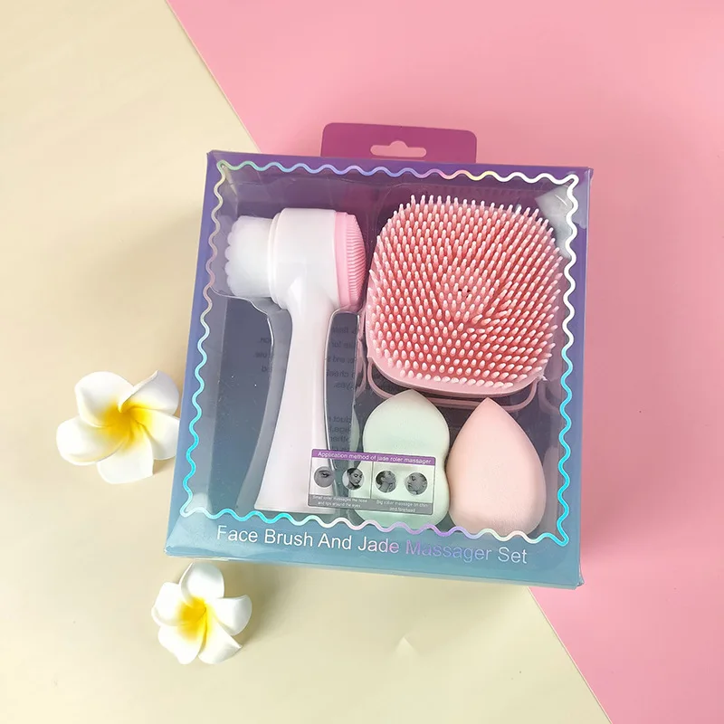 Double Sided Soft Facial Brush Gift Box Silicone Cleanser Bath  Beauty Blender Multifunctional Makeup Tool