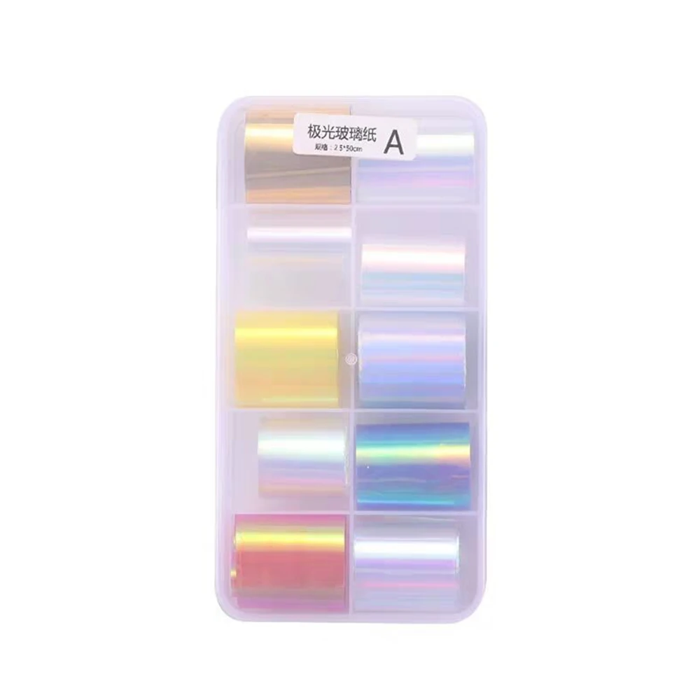 

Glitter Decal Manicure Tools Transfer Paper Laser Cellophane Nails Art Decoration Aurora Broken Glass Foils Nail Foil Film