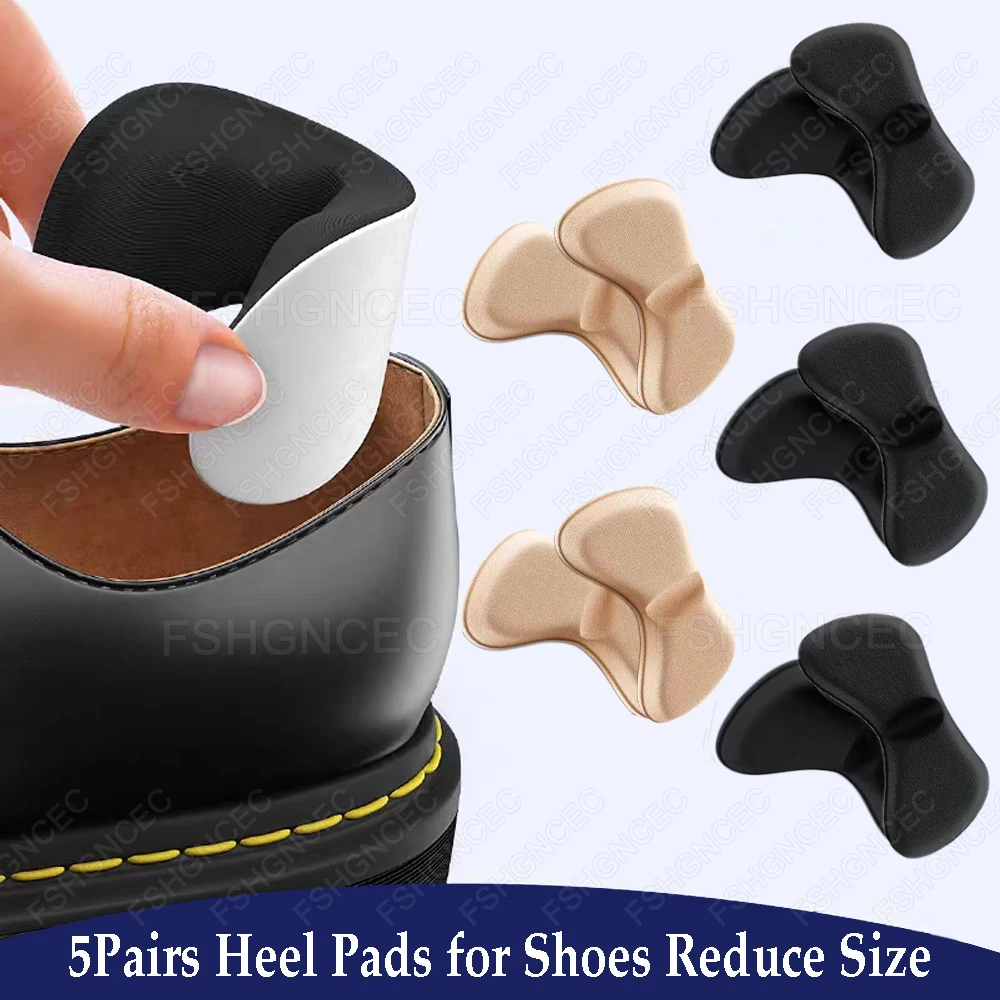 5Pairs Self-adhesive Heel Pads For Shoes To Reduce Size Stickers Anti-wear Heel Inserts for Loose Shoes and Boots Heel Protector