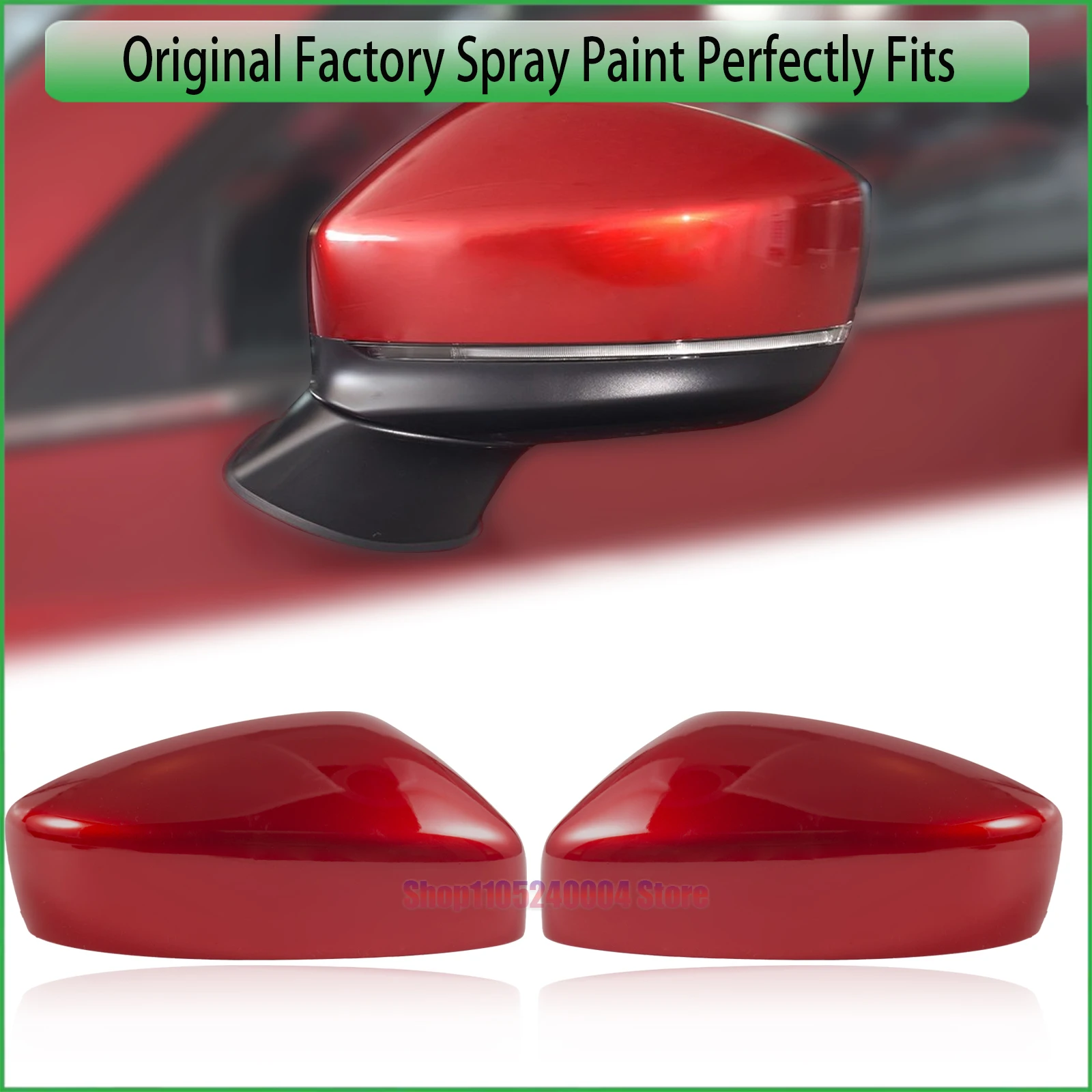 For Mazda CX-5 2017-2021 Mirror Cover Caps Pair - Horn Style - Protects Against Scratches & Weather Damage