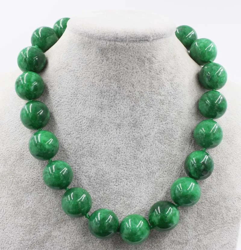 

big size green jade stone beads AA round 20mm nature necklace wholesale 18inch wholesale gift