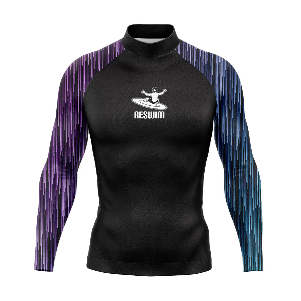 

2024 Men's Long Sleeve UPF 50 Rashguard Shirt Swimsuit Swimming Surf Tight Clothes Lycra Beach UV Protection Swimwear Rash Guard