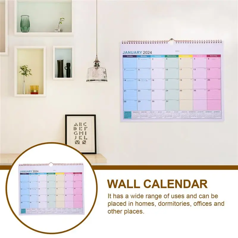 English Wall Calendar Monthly Hanging Calendar Home Large Desk Monthly Office for Home Office Schedule Paper Year Planning Note