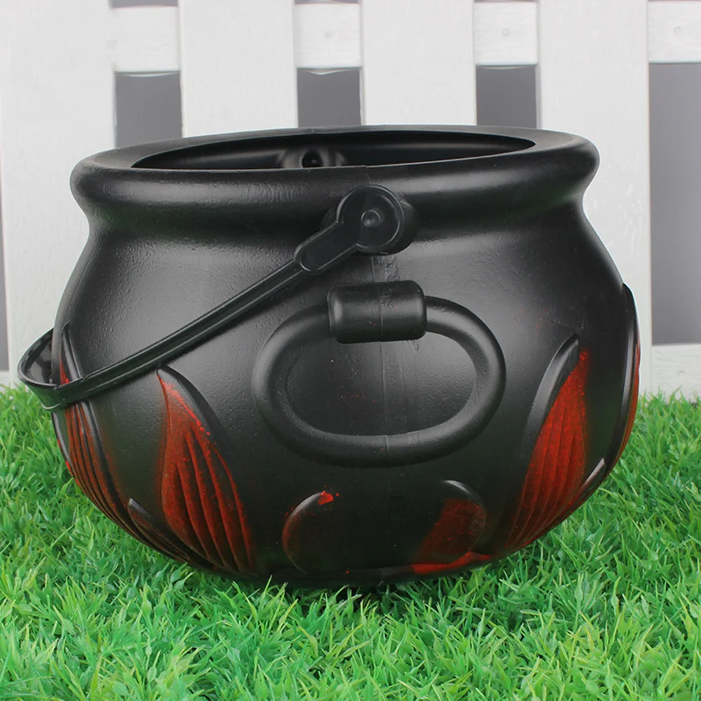 

2Pcs Halloween Black Candy Bucket Cauldron with Handle Pumpkin Bucket Trick Or Treat Party Favor Kids Holder Cauldron Plastic