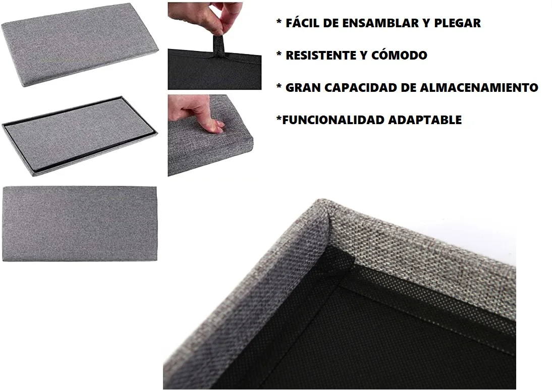 Storage Ottoman for Living Room, Foldable Upholstered Bench with Polyester Fabric, Comfortable Footrest, Available in 3 Sizes: 38x38x38cm, 78x38x38cm, 45x25x25cm. Ideal as Extra Seating, Toy Box, or Footstool.