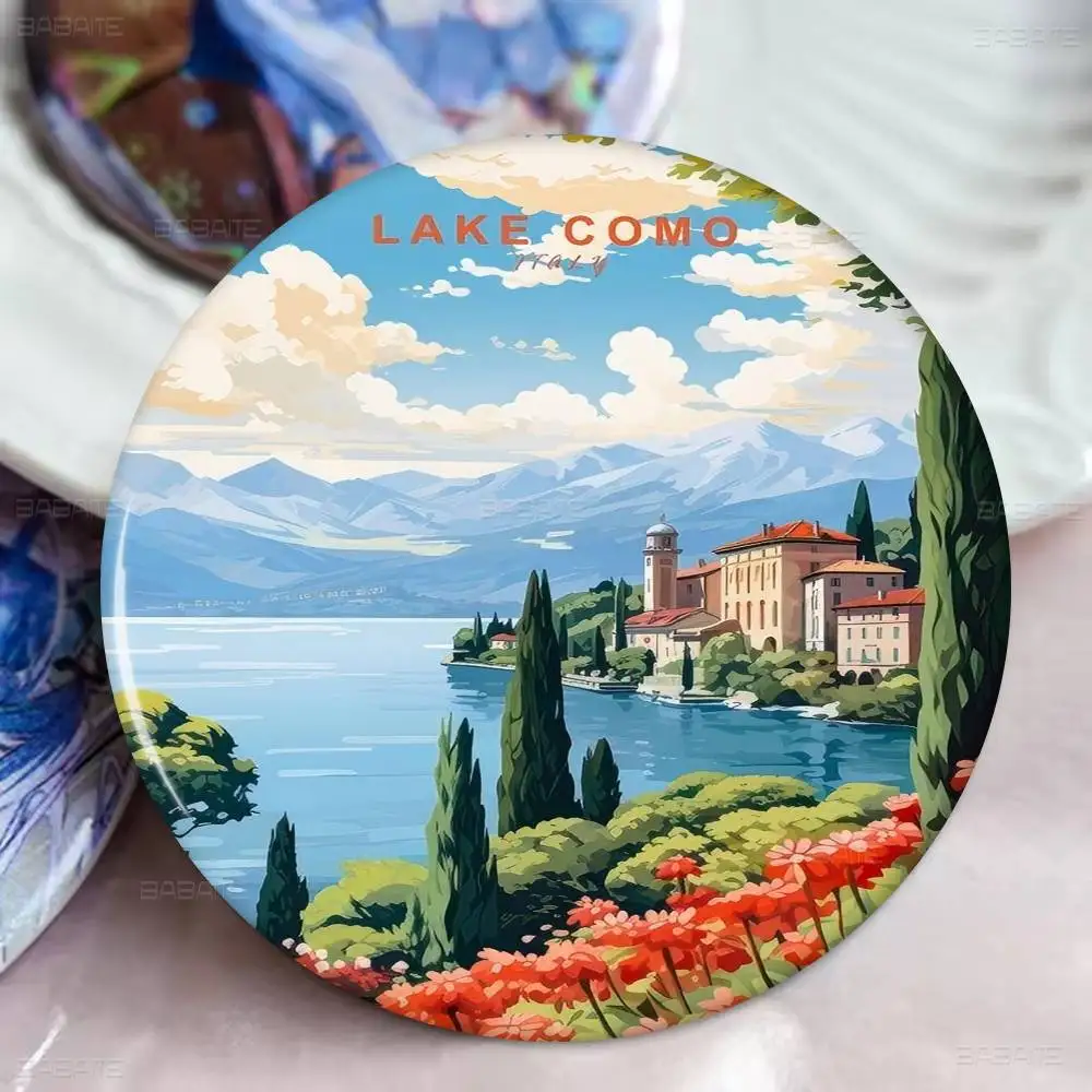 بحيرة كومو برشلونة ريترو أنيمي زر دبوس بروش اليدوية للملابس الكرتون شارة ظهره الديكور مجوهرات اكسسوارات