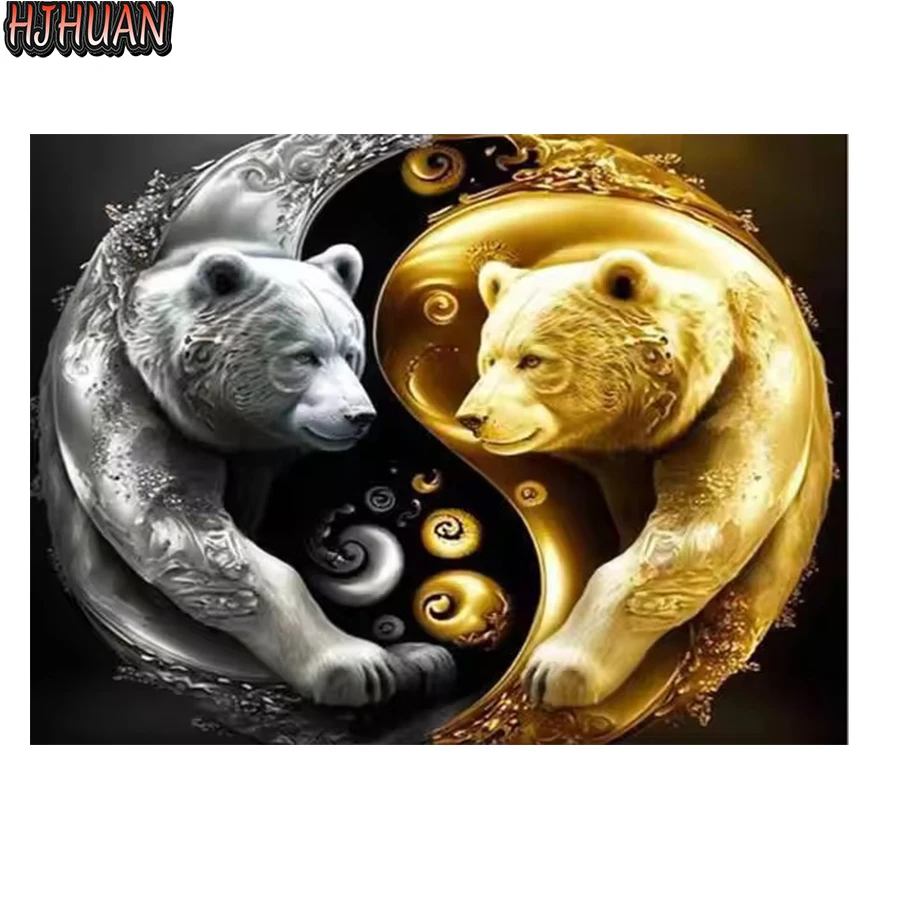 3D-картина алмазной вышивкой «Тай-чи Инь-Ян: Пейзаж с животными, Волк», наборы для вышивания крестиком, алмазная мозаика, хрустальная вышивка