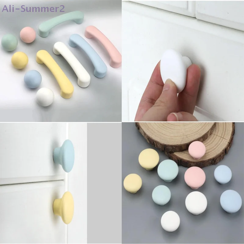 {MX} Nordic Style Ceramic Macaron Colorful Cabinet Handles Round Star Moon Shape Drawer Knob Children Room Furniture Pulls