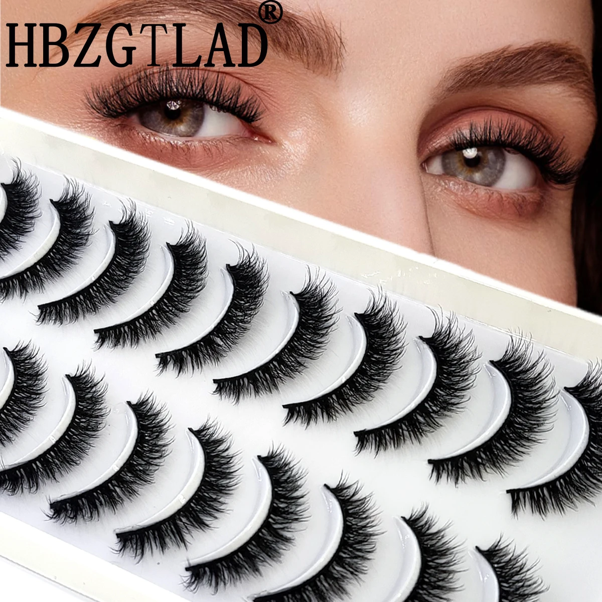 HBZGTLAD 5/10 paires doux et moelleux 3D vison artificiel faux cils épais roulé à la main vison faux cils naturel faux cils