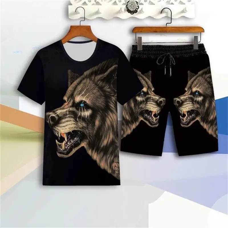 Neue 3D Drucken Drache Sommer männer Anzug männer Kleidung 2 Stück Outfit von Sportswear Kurzarm Streetwear T-shirt set Trainingsanzug