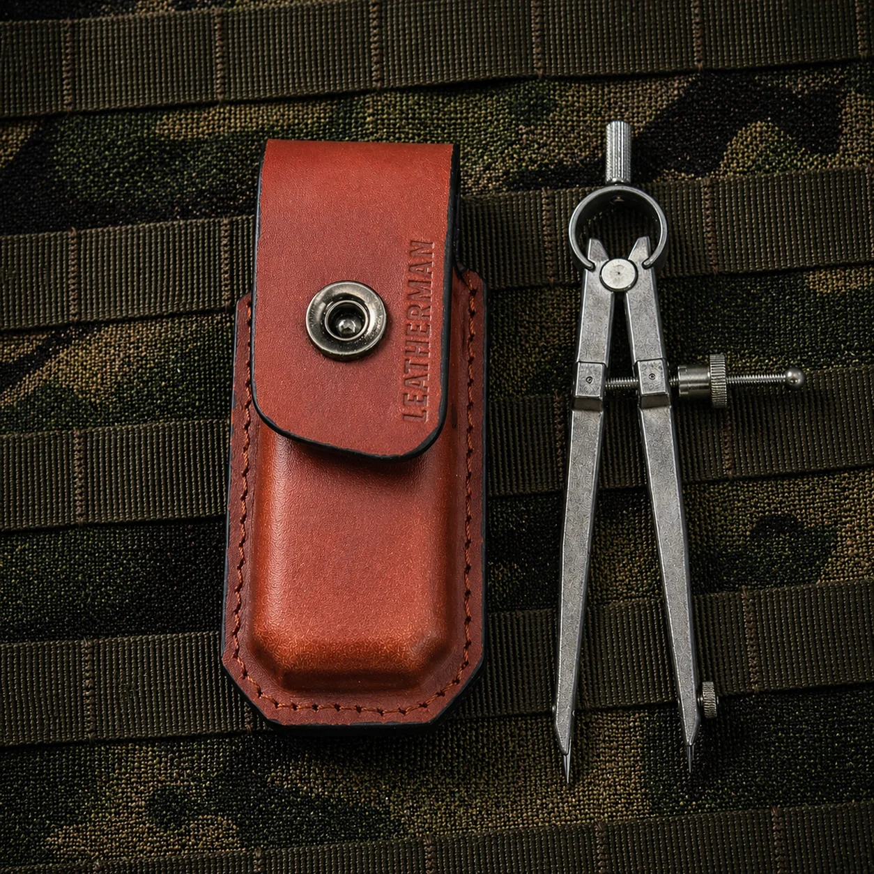 Veg-Tan Leather Sheath for Leatherman Wave+/ARC, EDC Pouch w/ Snap, Belt & MOLLE