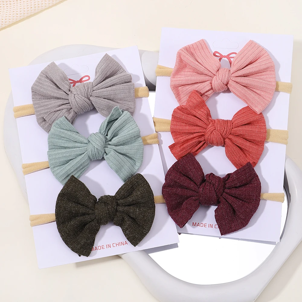 3/4Pcs/Set Soft Print Bows Headband for Kids Girls Newborn Baby Headband Nylon Elastic Hair Band Headwear Hair Accessories Gift