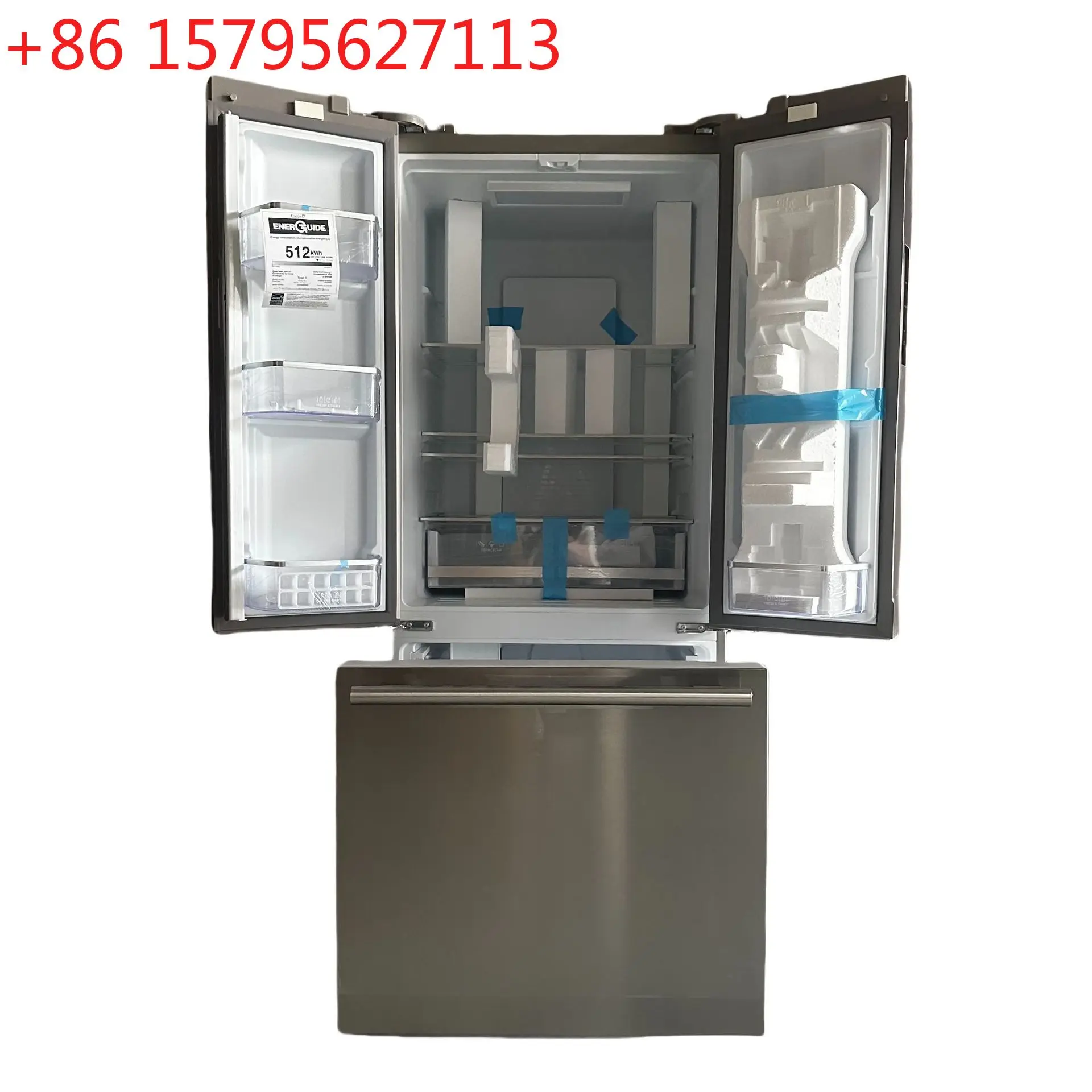 115V inverter inverter air-cooled frost-free French 3-door ice making first-class smart refrigerator