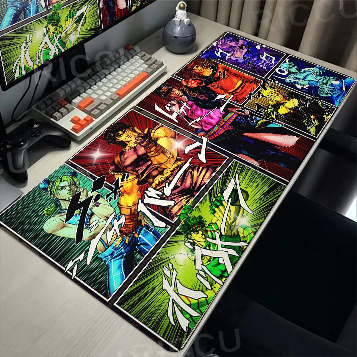 Mouse Pad Gamer PC Joseph Joestar, Tapetes de Teclado para Gabinete de Jogos, Jojo Bizarre Adventure, Notebook, Tapete de Rato XXL com Bordas Costuradas