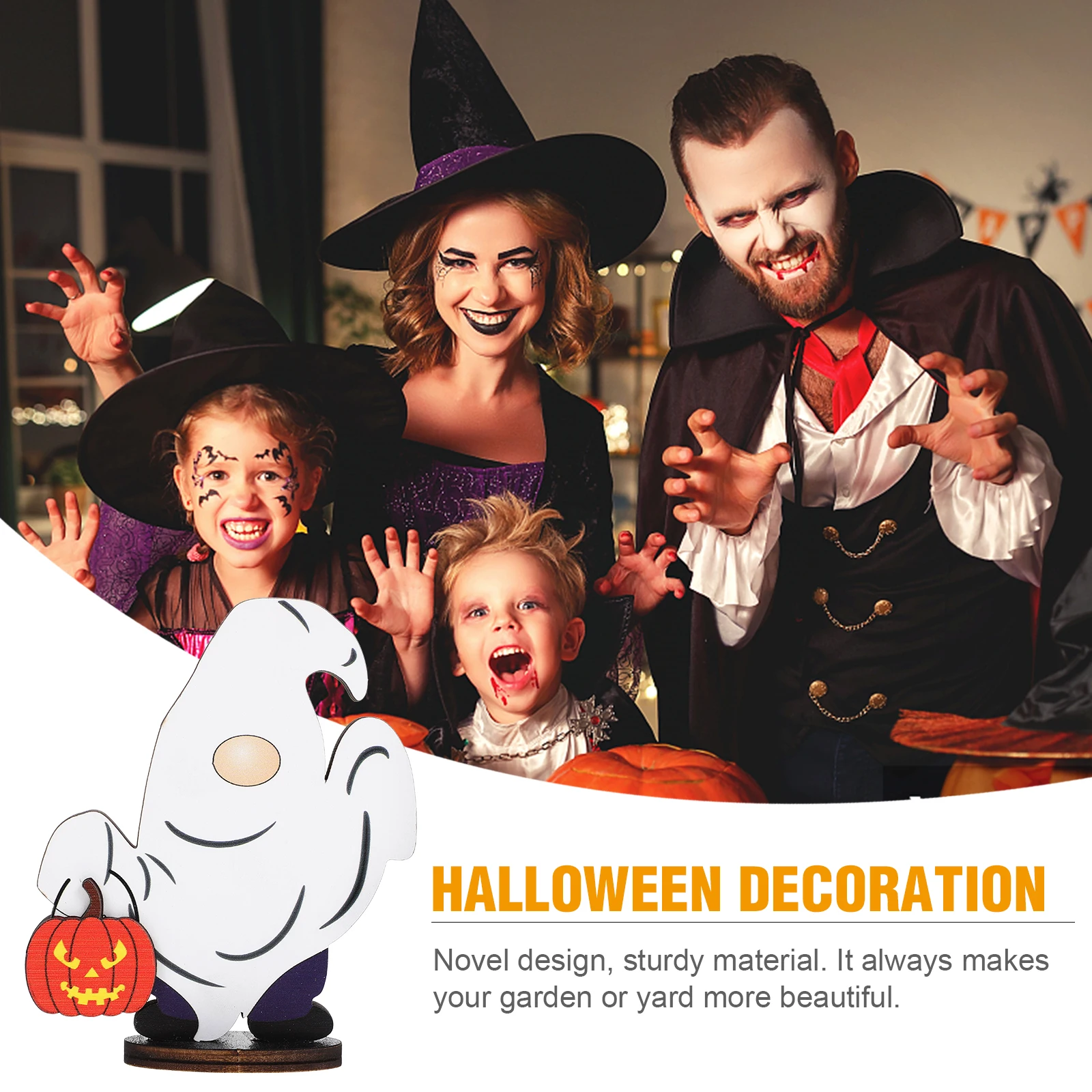 Halloween Houten Kabouter Tafelbord Middelpunt Decor voor Party Desktop Ornament Festival Sfeer Enhancer Halloween Decor