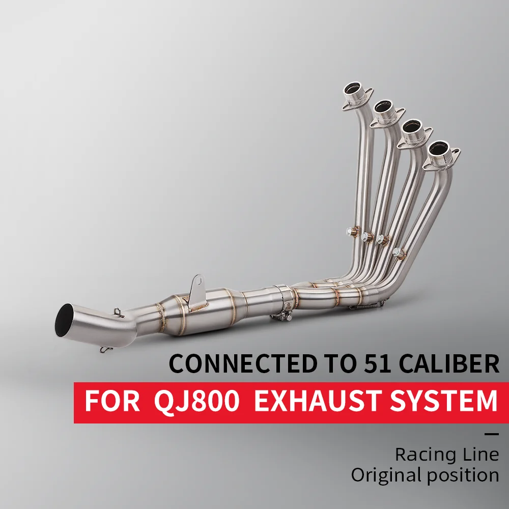 For QIMOTO QJ800 SRK-800 Full Section Stainless Steel Exhaust System Connection Motorcycle 51mm Complete Set Muffler (2023-2024)
