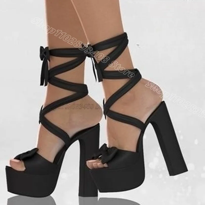 

Black Chunky Heels Ankle Strap Sandals Platform Fashion Sweet Style Women Dress Party Summer Sandals 2025 Zapatos Para Mujere