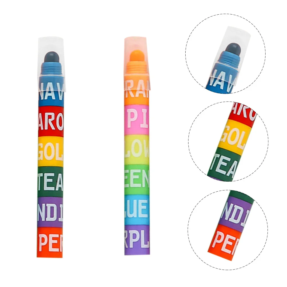 

2pcs Highlighters Portable Fluorescent Marker Pens For School Office Note Taking Student Practical Multipurpose Pens Writing