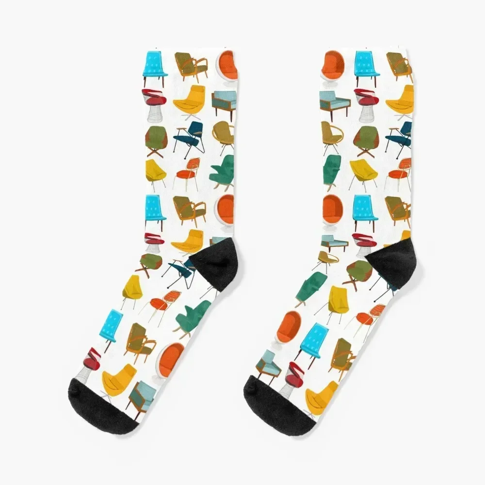 Mid Century Modern Chair Collection Socks Thermal man winter Toe sports Socks Women Men's