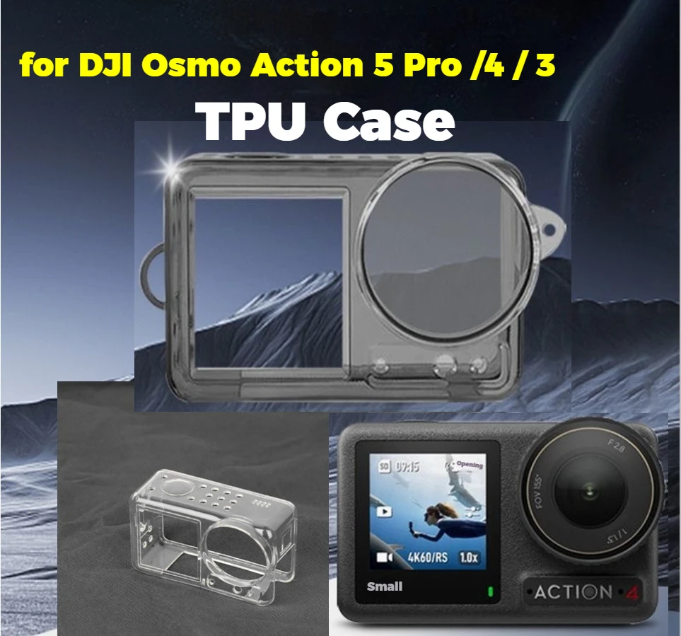 

TPU Transparent Protective Soft Case with Lens Cap Cover For DJI Osmo Action 5Pro 4/3 Anti Scratch Case Sport Camera Accessories