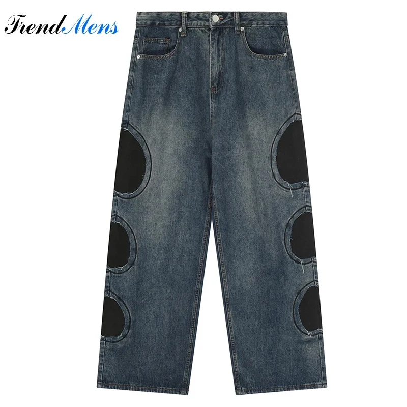 

Men Jeans Casual Baggy Pants Straight-leg Patchwork Trousers Pantalon Homme Men's Clothing Streetwear Y2k Tops Youthful Vitality