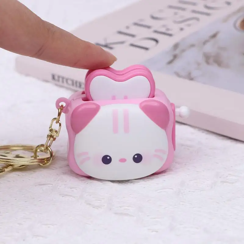 【DY】Cute Bread Machine Creative Keychain,Animal Toast Keychain Stress-relieving Accessory Exquisite Keychain Cartoon Small Gift